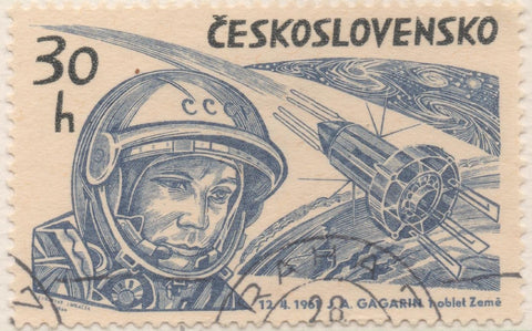 Sello E01189: hoja 78, Checoslovaquia: Sello Azul, dentado. Exploración del Espacio. Yuri Gagarin, 30 Haleru