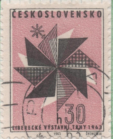 Sello E01149: hoja 75, Checoslovaquia: Sello Rosa y negro dentado. Exposición de Liberec, 30 Haleru