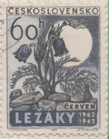 Sello E01085: hoja 71, Checoslovaquia: Sello Azul oscuro dentado. Destrucción de Lidice y Ležáky, 20 aniversario. Ležáky, 60 Haleru
