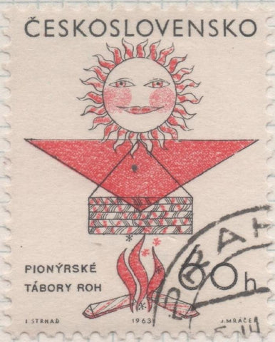 Sello E01116: hoja 73, Checoslovaquia: Sello Rojo dentado. Congreso Sindical y Febrero glorioso. Campamentos pioneros, 60 Haleru