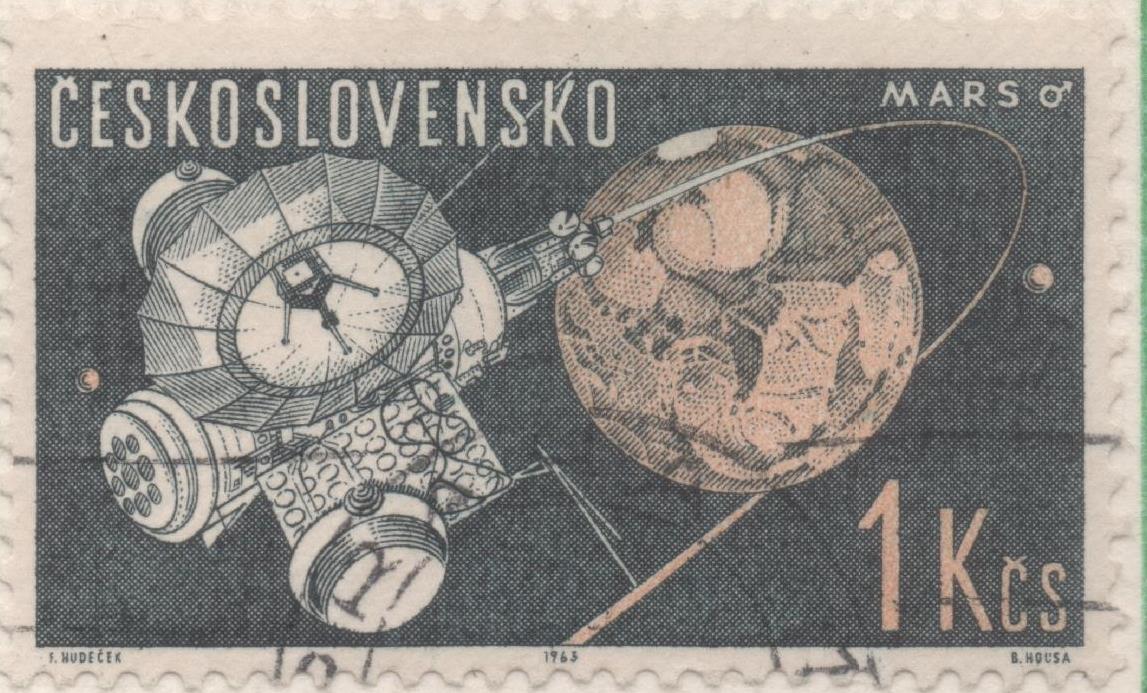 Sello E01128: hoja 74, Checoslovaquia: Sello Azul y naranja dentado. Exploración del espacio, 1 Koruna