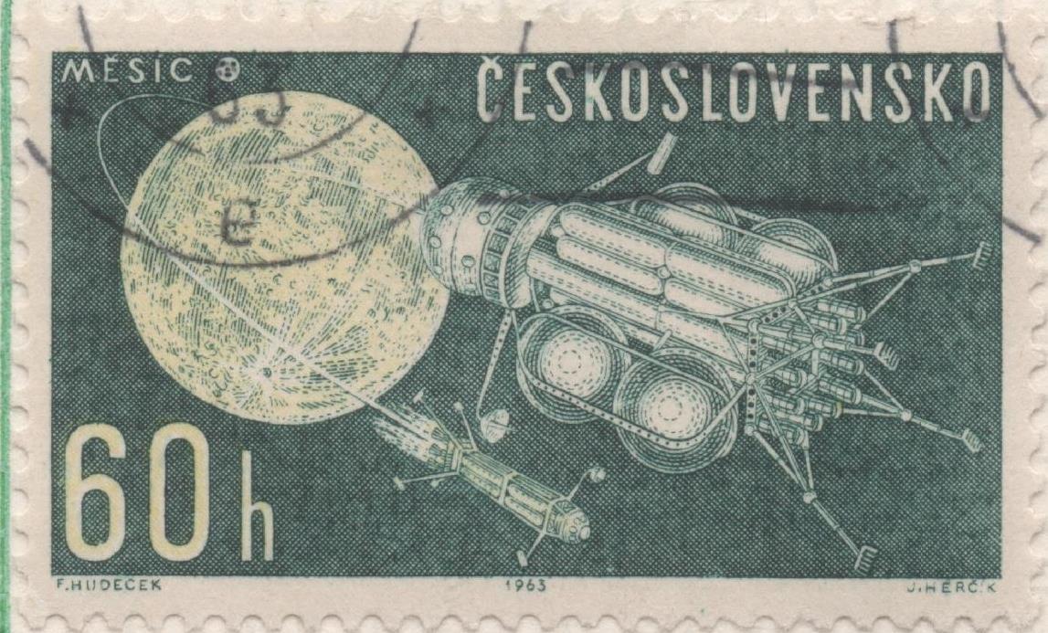 Sello E01127: hoja 74, Checoslovaquia: Sello Verde oscuro dentado. Exploración del espacio, 60 Haleru