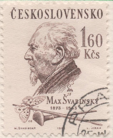 Sello E01123: hoja 74, Checoslovaquia: Sello Marron dentado. Aniversarios populares. Max Švabinský, 1,60 Koruna