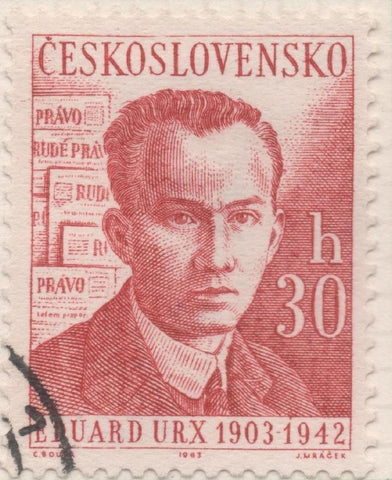 Sello E01119: hoja 74, Checoslovaquia: Sello Rojo  dentado. Aniversrios populares. Eduard Urx, 30 haleru