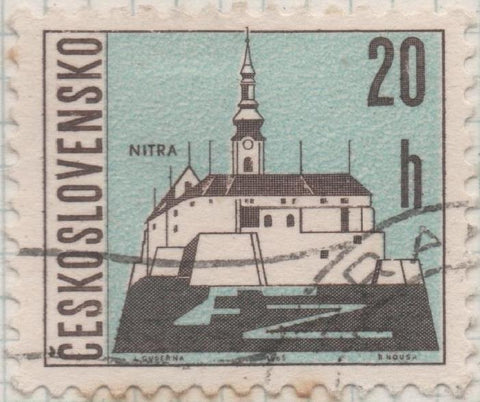 Sello E01299: hoja 84, Checoslovaquia: Sello Azul y marron, dentado. Ciudades Checas. Nitra, 20 Haleru