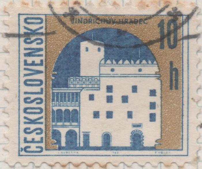 Sello E01298: hoja 84, Checoslovaquia:Sello Dorado y azul, dentado. Ciudades Checas. Jindrichuv Hradec, 10 Haleru