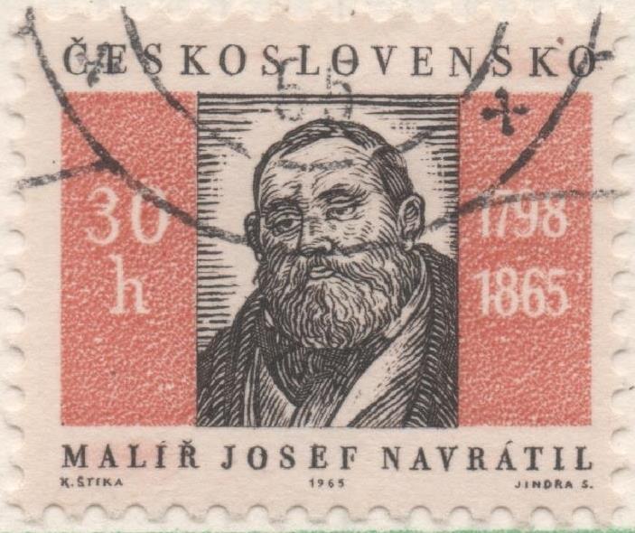 Sello E01288: hoja 83, Checoslovaquia: Sello Naranja oscuro y negro, dentado. Aniv Culturales. Josef Navráti, pintor, 30 Haleru