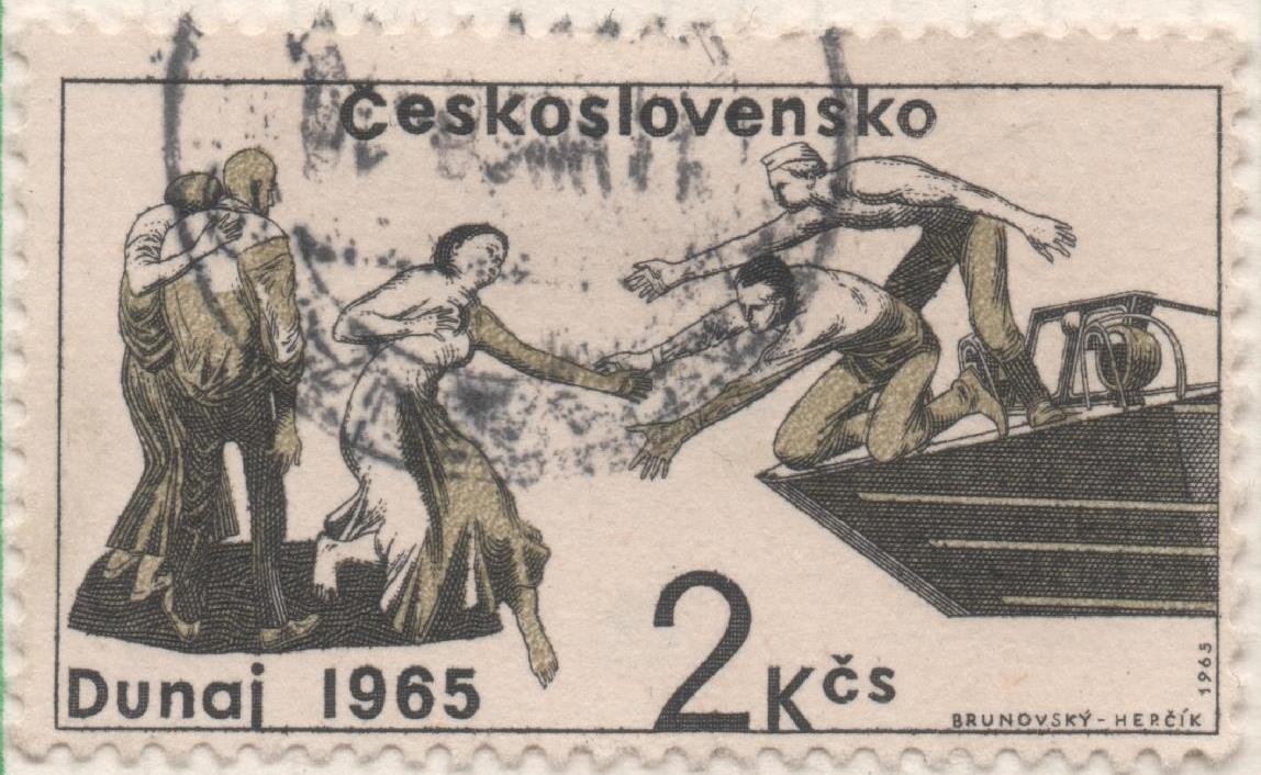Sello E01287: hoja 83, Checoslovaquia: Sello Verde y negro, dentado. Ayuda inundaciones del Danubio, 2 Koruny