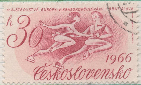 Sello E01316: hoja 84, Checoslovaquia: Sello Rosa, dentado. Campeonato Europeo de Patinaje Artístico, Bratislava, 30 Haleru