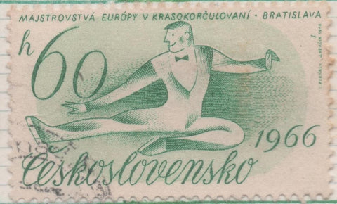 Sello E01317: hoja 84, Checoslovaquia: Sello Verde, dentado. Campeonato Europeo de Patinaje Artístico, Bratislava, 60 Haleru