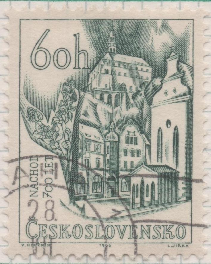 Sello E01345: hoja 86, Checoslovaquia: Sello Verde oscuro,dentado. El 700 Aniversario de Nachod, 60 Haleru