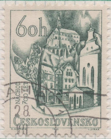 Sello E01345: hoja 86, Checoslovaquia: Sello Verde oscuro,dentado. El 700 Aniversario de Nachod, 60 Haleru
