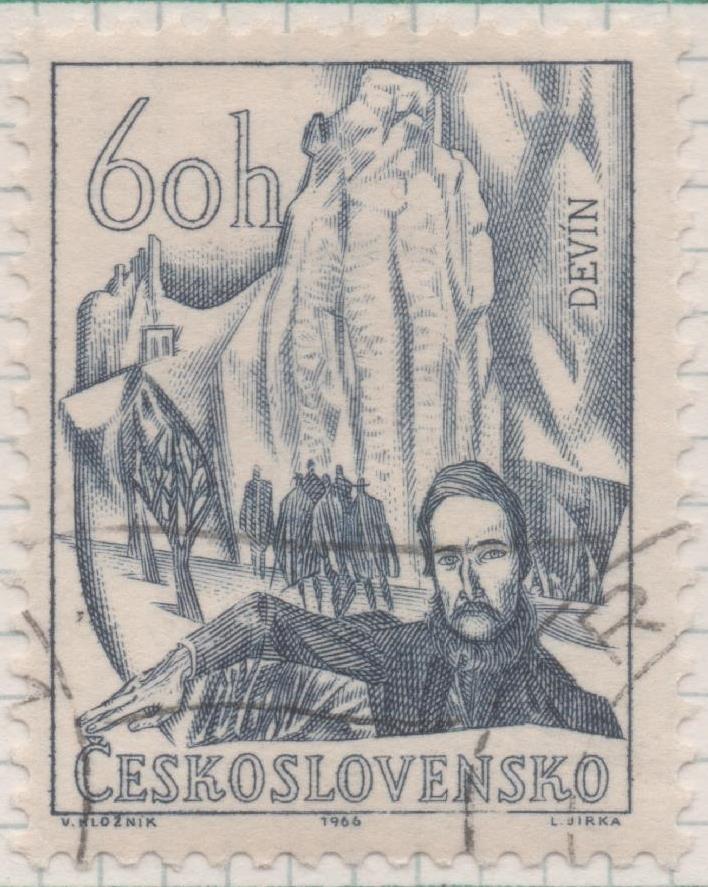 Sello E01344: hoja 86, Checoslovaquia: Sello Azul oscuro, dentado. Ludovit Stur y el Castillo de Devin, 60 Haleru