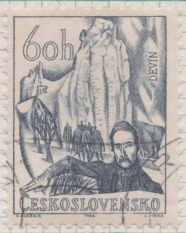 Sello E01344: hoja 86, Checoslovaquia: Sello Azul oscuro, dentado. Ludovit Stur y el Castillo de Devin, 60 Haleru