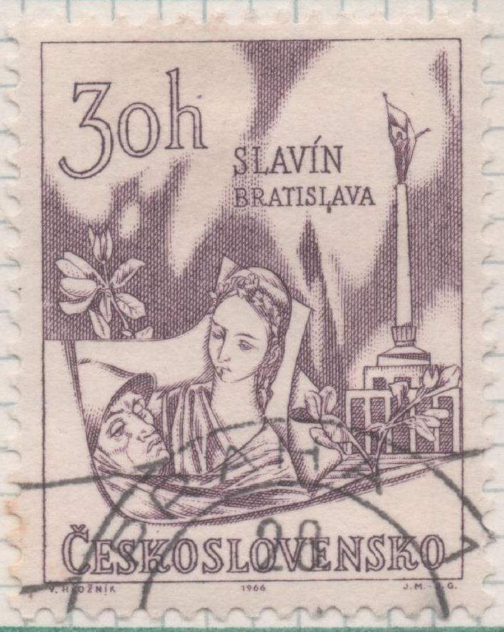 Sello E01343: hoja 86, Checoslovaquia: Sello Violeta claro,dentado. Aniversarios Cuturales. Panteón de Bratislava, 30 Haleru