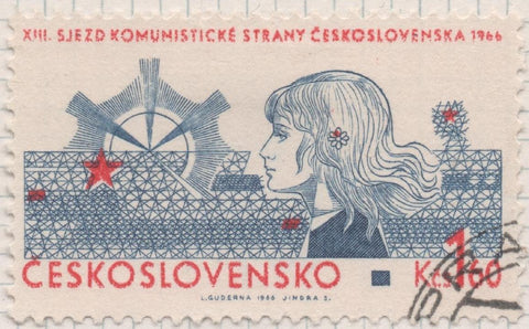 Sello E01342: hoja 86, Checoslovaquia: Sello Azul y rojo, dentado. XIII Congreso del Partido Comunista de Checoslovaquia, 1,60 Koruna