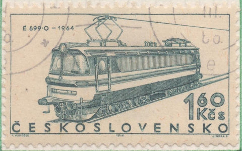 Sello E01328: hoja 85, Checoslovaquia: Sello Verde, dentado. Locomotoras. Locomotora eléctrica E 699.001 (1964), 1,60 Haleru