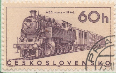 Sello E01326: hoja 85, Checoslovaquia: Sello Vileta, dentado. Locomotoras. Locomotora de vapor 423.02 (1946), 60 Haleru
