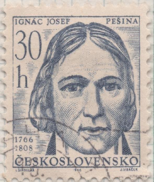 Sello E01321: hoja 84, Checoslovaquia: Sello Azul, dentado. Aniversarios Culturales. Ignac Josef Pesina, Veterinario, 30 Haleru