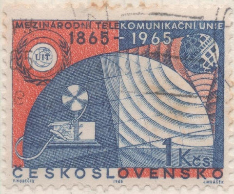 Sello E01283: hoja 83, Checoslovaquia: Sello Azul y naranja, dentado. U.I.T., 1 Koruna