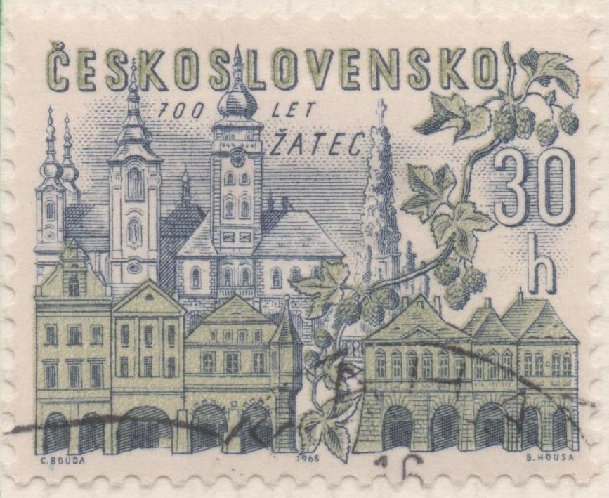 Sello E01246: hoja 81, Checoslovaquia: Sello Verde y azul, dentado. 700 Aniv de Ciudades Checas. Zatec, 30 Haleru