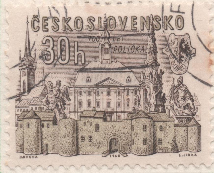 Sello E01245: hoja 81, Checoslovaquia: Sello gris y verde, dentado. 700 Aniv de Ciudades Checas. Policka, 30 Haleru