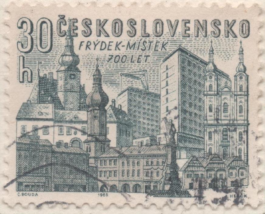 Sello E01243: hoja 81, Checoslovaquia: Sello Azul y gris, dentado. 700 Aniv de Ciudades Checas. Frydek-Mistek, 30 Haleru 
