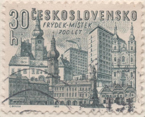 Sello E01243: hoja 81, Checoslovaquia: Sello Azul y gris, dentado. 700 Aniv de Ciudades Checas. Frydek-Mistek, 30 Haleru 