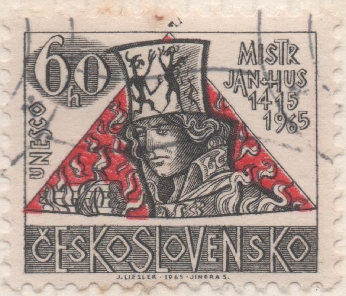 Sello E01280: hoja 83, Checoslovaquia: Sello Gris y rojo, dentado, 100 Aniv de la muerte de Jan Hus, 60 Haleru