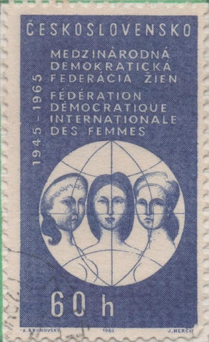 Sello E01276: hoja 82, Checoslovaquia: Sello Azul y blanco, dentado. 20 Aniversario de la Federación Internacional de Mujeres Democráticas, 60 Haleru