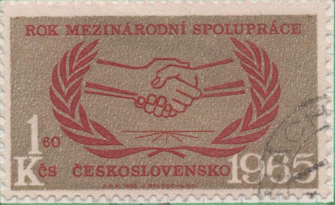 Sello E01274: hoja 82, Checoslovaquia: Sello Dorado y rojo, dentado. 20º Aniv de las Naciones Unidas, 1,60 Koruna