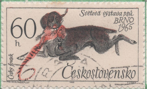 Sello E01268: hoja 82, Checoslovaquia: Sello Multicolor, dentado. Exposición Canina. Fousek checo - Exposición mundial de perros, Brno, 60 Haleru 