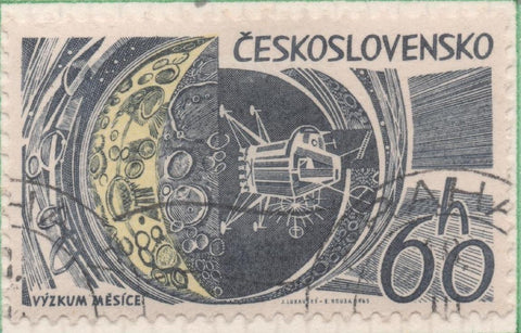 Sello E01259: hoja 81, Checoslovaquia: Sello Azul y amarillo, dentado. Astronautica. Exploración Lunar, 60 haleru
