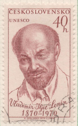 Sello E01621: hoja 105, Checoslovaquia: Sello Marron rojizo, dentado. Personajes. Vladimir Lenin,1870-1924.Dictador, 40 Haleru