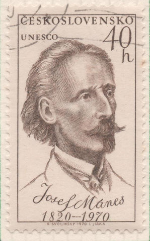 Sello E01622: hoja 105, Checoslovaquia: Sello Marron claro, dentado. Personajes. Josef Manes,1820-1871.Pintor, 40 Haleru