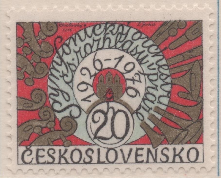 Sello E01986: hoja 133, Checoslovaquia: Sello Multicolor, dentado. Aniversario de la Orquesta Sinfónica, 20 Haleru