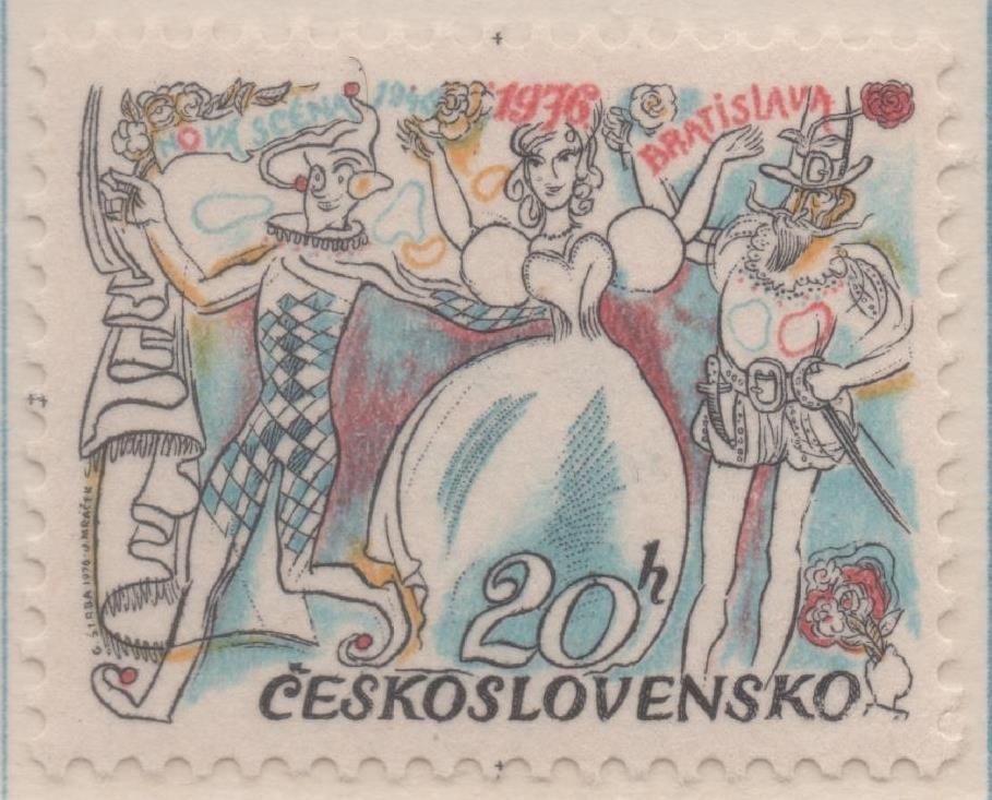 Sello E01985: hoja 133, Checoslovaquia: Sello Multicolor, dentado. Academia de Artes. Representqción teatral, 20 Haleru