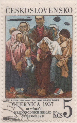 Sello E01983: hoja 133, Checoslovaquia: Sello Multicolor, dentdo. XL Aniversario de las Brigadas Internacionales. Guernica 1937, 5 Koruny