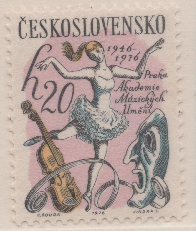 Sello E01982: hoja 133, Checoslovaquia: Sello Multicolor, dentado. Teatro de Bratislava. Bailarina, 20 Haleru