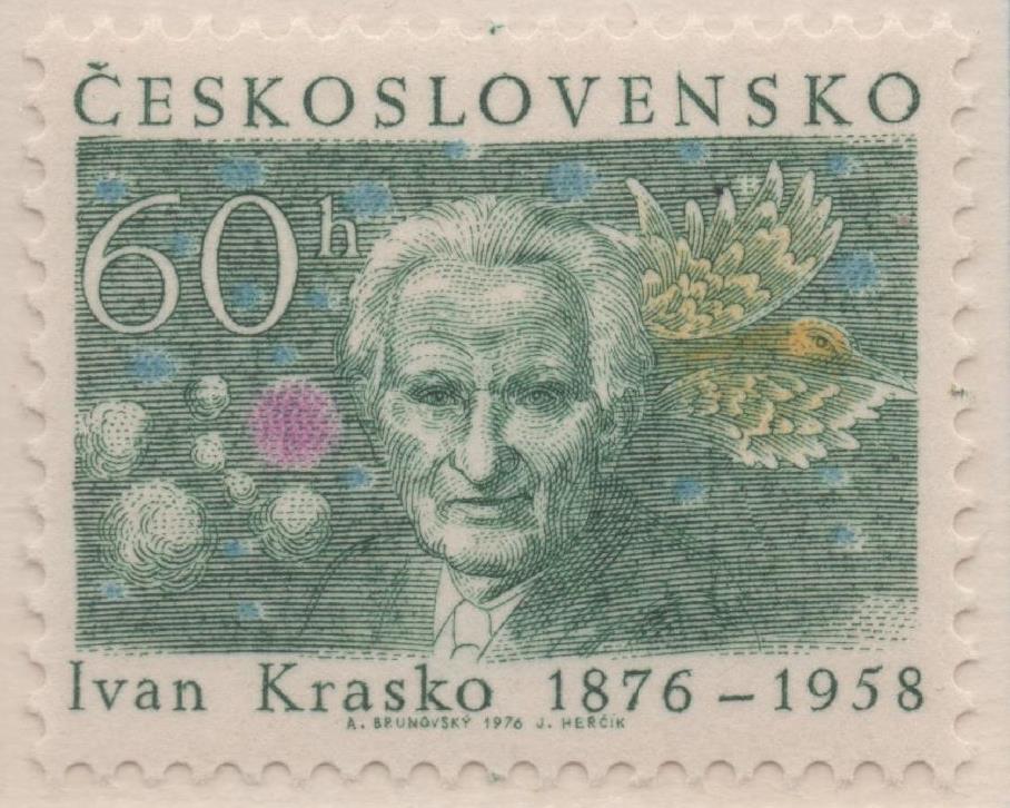 Sello E01981: hoja 133, Checoslovaquia: Sello Multicolor, dentado. Personaledades de la Vida Cultural. Ivan Krasko,1876-1958.Poeta, 60 Haleru
