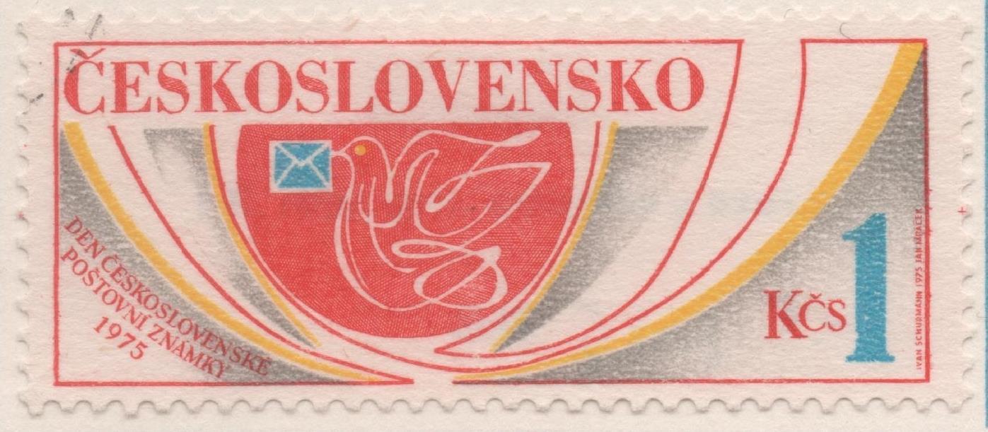 Sello E01976: hoja 132, Checoslovaquia: Sello Multicolor, dentado. Día del Sello. Paloma Alegórica, 1 Koruna