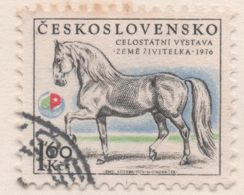 Sello E01975: hoja 132, Checoslovaquia: Sello Multicolor, dentado. Exposición Agrícola Nacional. Caballo, 1,60 Koruna