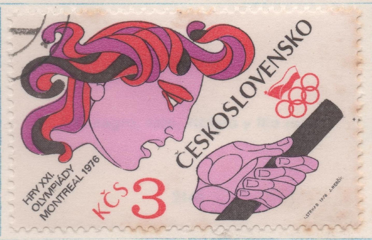 Sello E01968: hoja 132, Checoslovaquia: Sello Multicolor, dentado. Juegos Olímpicos de Montreal. Carrera de relevos, 3 Koruny