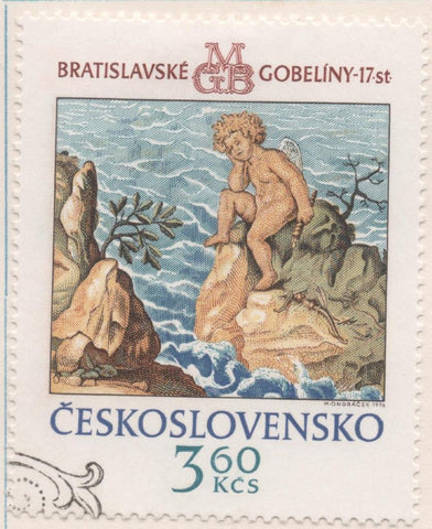 Sello E01961: hoja 131, Checoslovaquia: Sello Multicolor, dentado. Tapicerías de Bratislava. La desolación de Hero