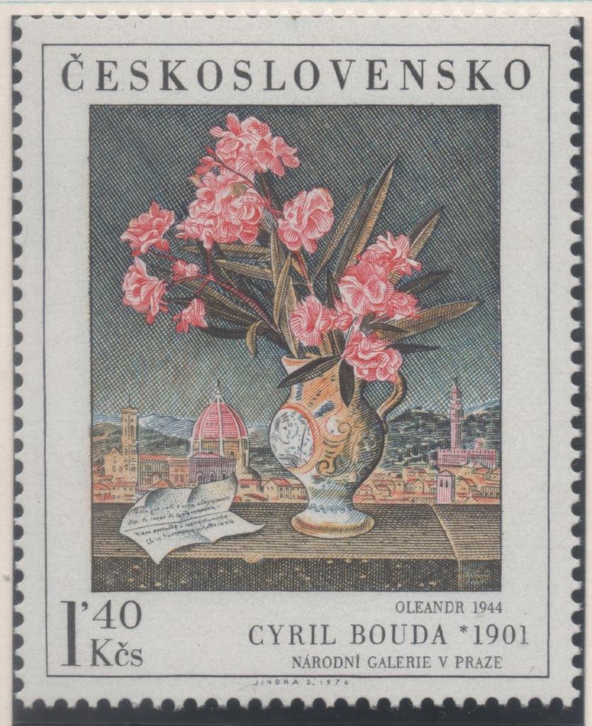 Sello E01993: hoja 134, Checoslovaquia: Sello Multicolor, dentado. Pinturas de la Galería Nacional de Praga. Flores. Cyn Bouda, 1,40 Koruna