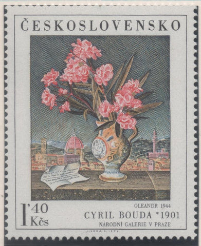 Sello E01993: hoja 134, Checoslovaquia: Sello Multicolor, dentado. Pinturas de la Galería Nacional de Praga. Flores. Cyn Bouda, 1,40 Koruna