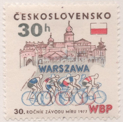 Sello E02017: hoja 136, Checoslovaquia: Sello Multicolor, dentado. XXX Aniv de la Vuelta Ciclista por la Paz. Varsovia, 30 Haleru