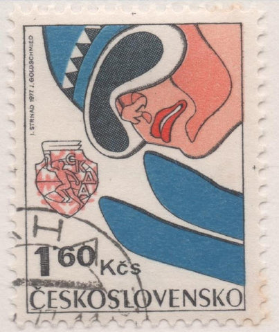 Sello E02006: hoja 135, Checoslovaquia: Sello Multicolor, dentado. VI Espartaquiada de Invierno. Salto, 1,60 Koruna