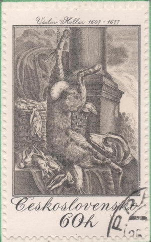 Sello E01915: hoja 126, Checoslovaquia: Sello Gris, dentado. Grabados de Caza. Naturaleza Muerta. Vaclav Hollar. 1649. 60 Haleru