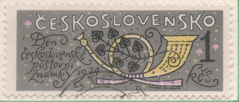 Sello E01914: hoja 126, Checoslovaquia: Sello Gris, amarillo y lila, dentado. Día del Sello, 1 Koruna